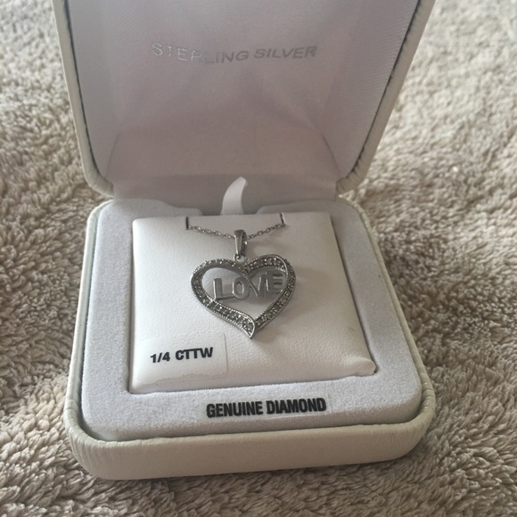 Genuine Diamond Sterling Silver Love Necklace - Picture 2 of 2